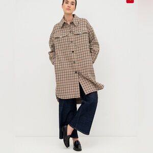 Ted Baker Afya Check Print Oversized Cotten Jacket Size 2 (M)